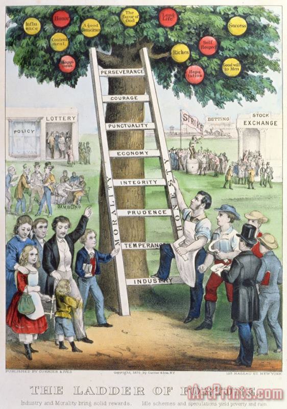 Currier and Ives The Ladder of Fortune Art Print