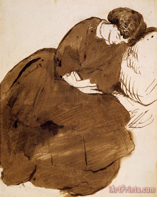 Portrait of Jane Morris Asleep on a Sofa painting - Dante Gabriel Rossetti Portrait of Jane Morris Asleep on a Sofa Art Print