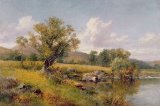 David Bates - A River Landscape painting