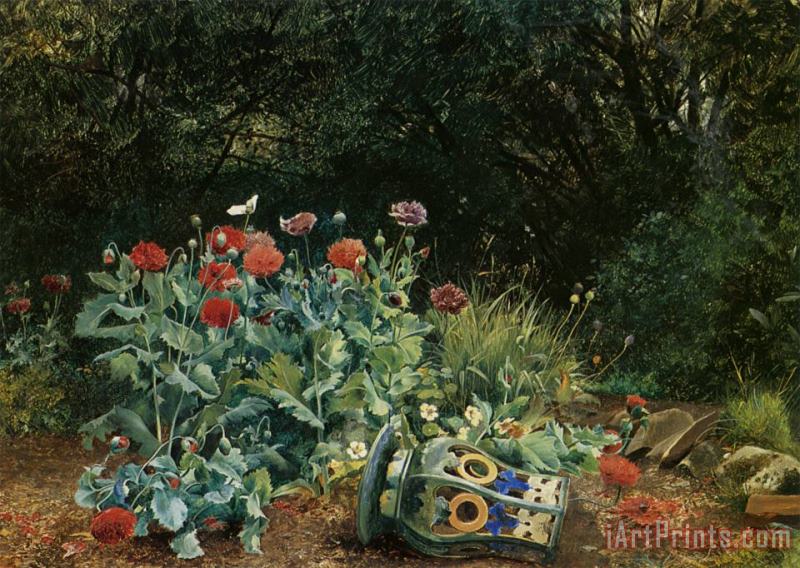 David Bates Summer Flowers in a Quiet Corner of The Garden Art Print
