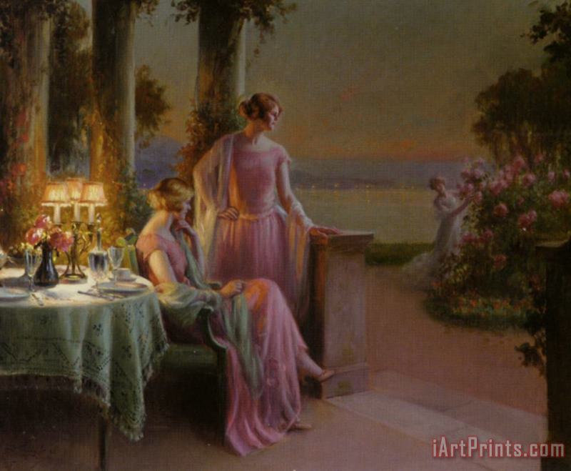 Delphin Enjolras Elegant Ladies Taking Tea Art Painting