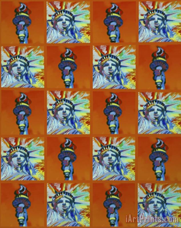 Diana Ong Miss Liberty III Orange Art Painting