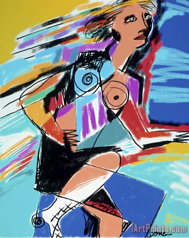Rollerblades painting - Diana Ong Rollerblades Art Print