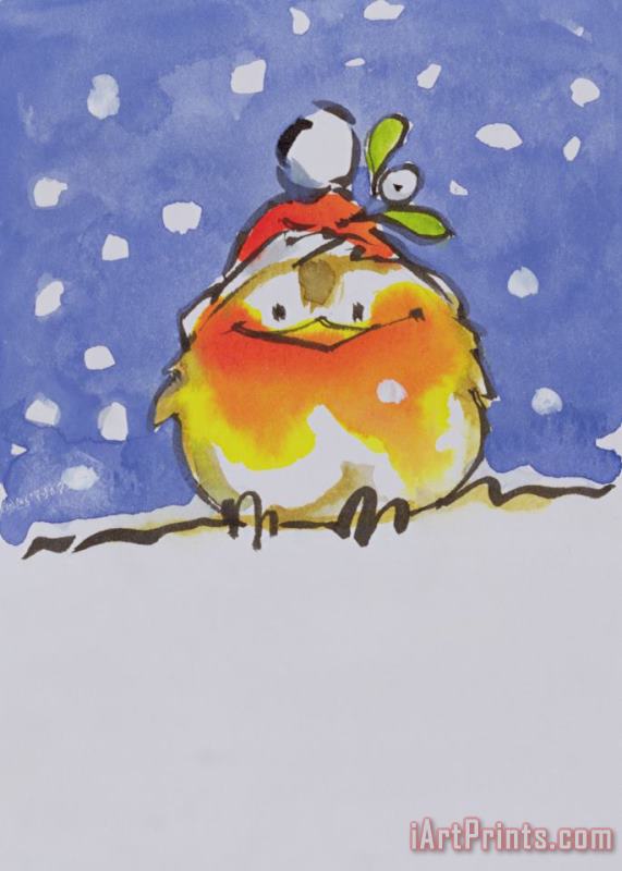 Diane Matthes Christmas Robin Art Painting