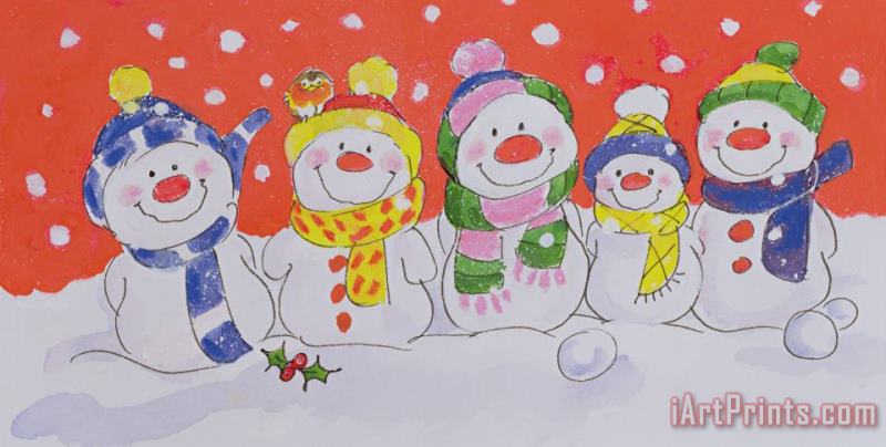 Snow Family painting - Diane Matthes Snow Family Art Print