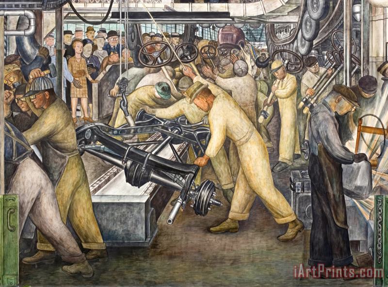 Diego Rivera South Wall Of A Mural Depicting Detroit Industry Art Painting