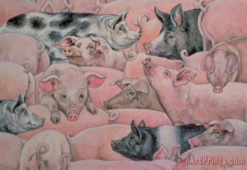 Pig Spread painting - Ditz Pig Spread Art Print