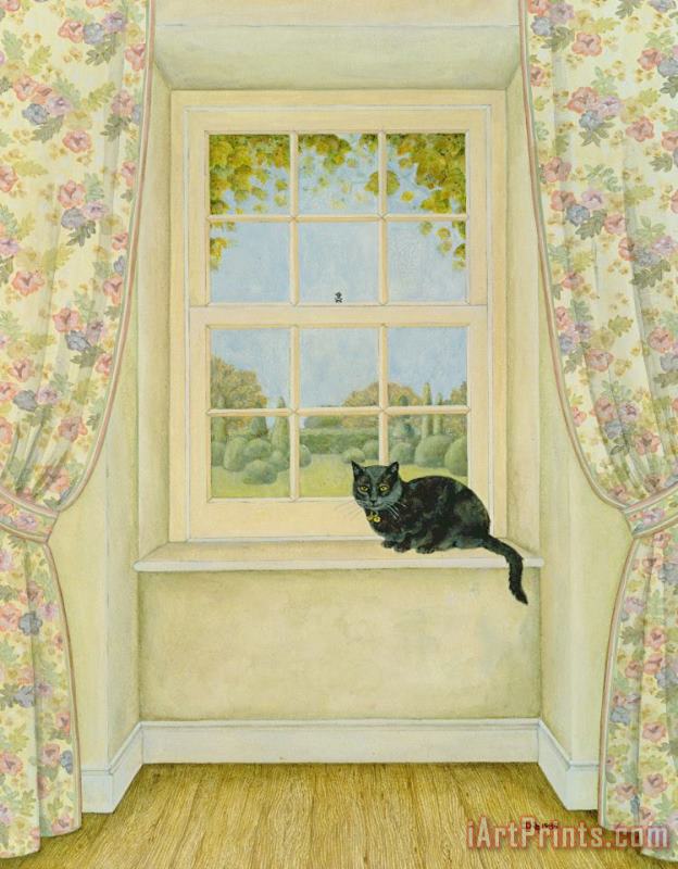 The Window Cat painting - Ditz The Window Cat Art Print