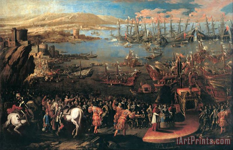 The Landing of The Infanta Maria at Naples painting - Domenico Gargiulo The Landing of The Infanta Maria at Naples Art Print