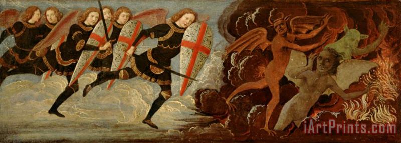 St. Michael and the Angels at War with the Devil painting - Domenico Ghirlandaio St. Michael and the Angels at War with the Devil Art Print