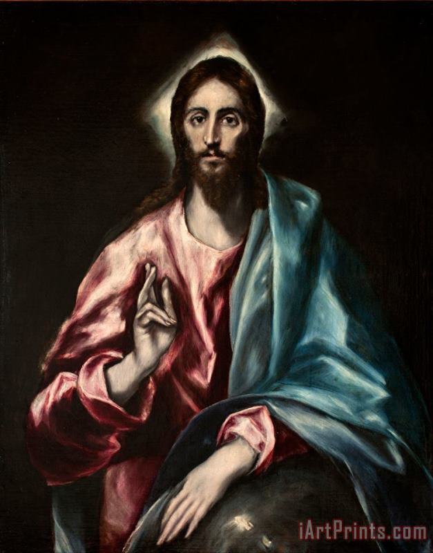 Christ As Saviour painting - Domenikos Theotokopoulos, El Greco Christ As Saviour Art Print