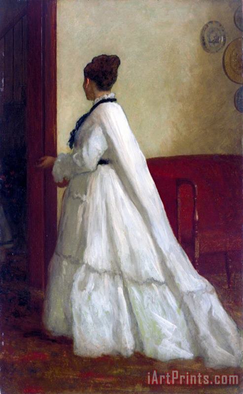 Eastman Johnson Woman in a White Dress Art Painting