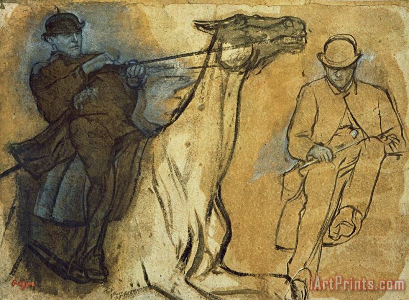 Two Studies Of Riders painting - Edgar Degas Two Studies Of Riders Art Print