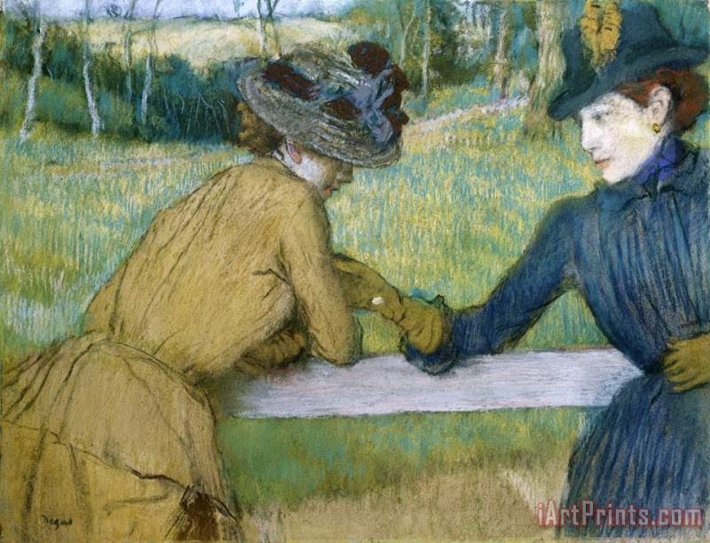 Edgar Degas Two Women Leaning on a Fence Rail Art Painting