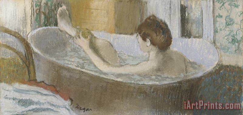 Woman in Her Bath, Sponging Her Leg painting - Edgar Degas Woman in Her Bath, Sponging Her Leg Art Print