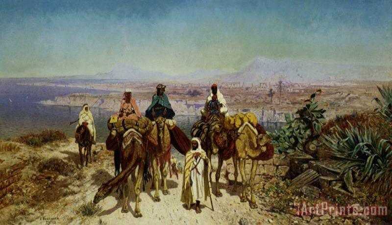 An Arab Caravan painting - Edmund Berninger An Arab Caravan Art Print
