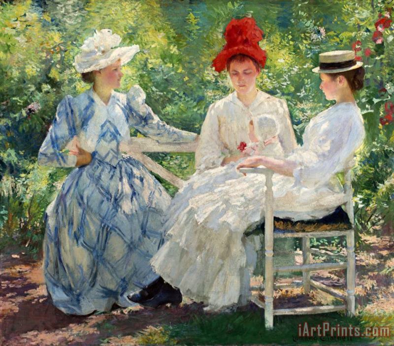 Edmund Charles Tarbell Three Sisters— a Study in June Sunlight Art Print