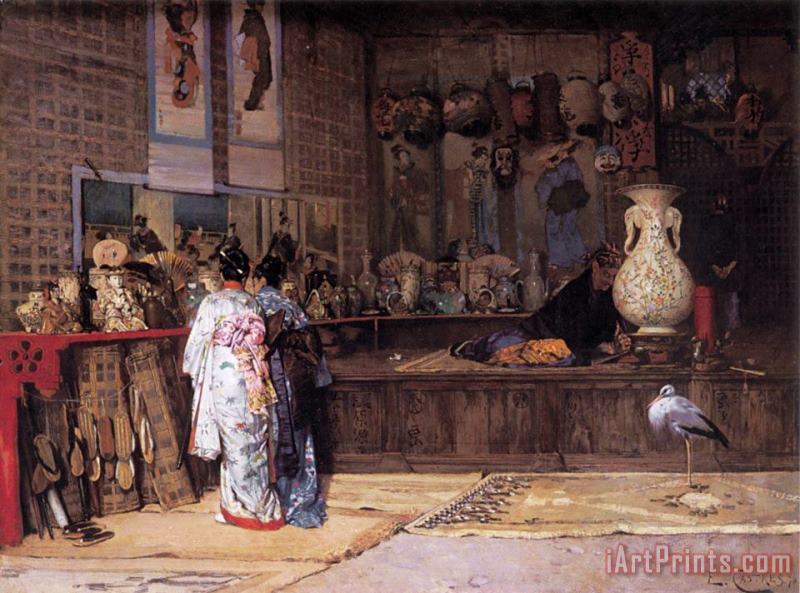 Edouard Castres At The Japanese Market Art Painting