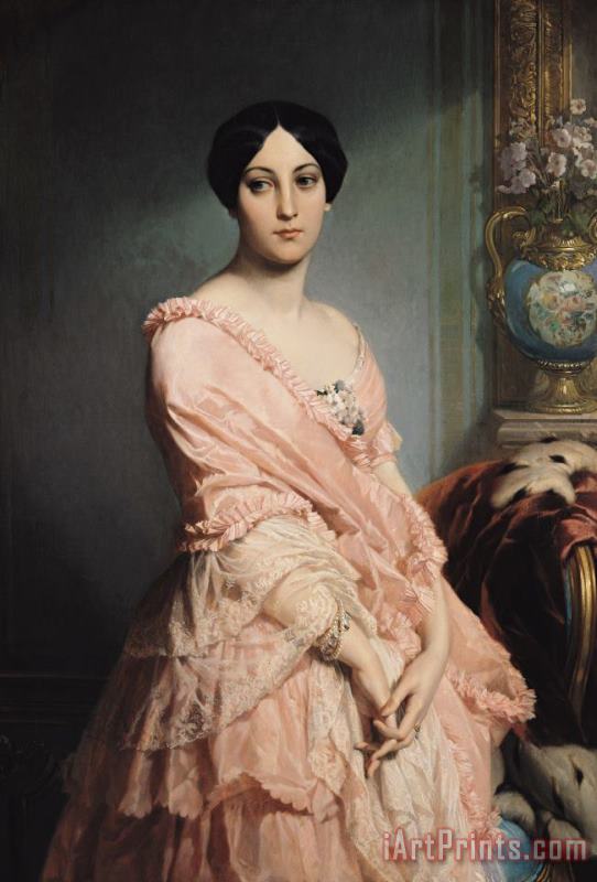 Edouard Louis Dubufe Portrait of Madame F Art Painting