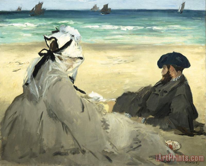 Edouard Manet On The Beach Art Painting