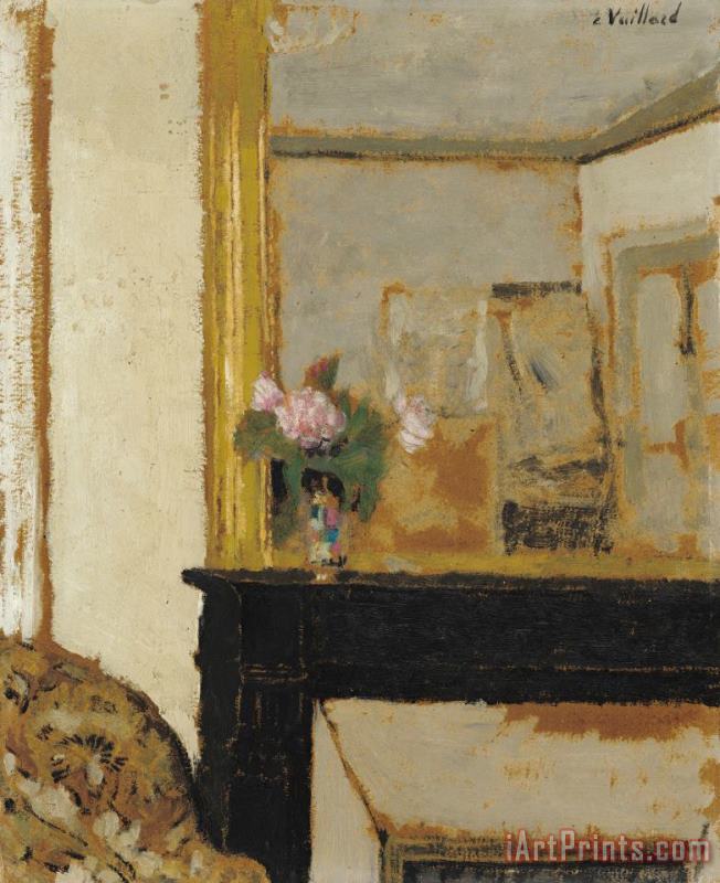 Vase of Flowers on a Mantelpiece painting - Edouard Vuillard Vase of Flowers on a Mantelpiece Art Print