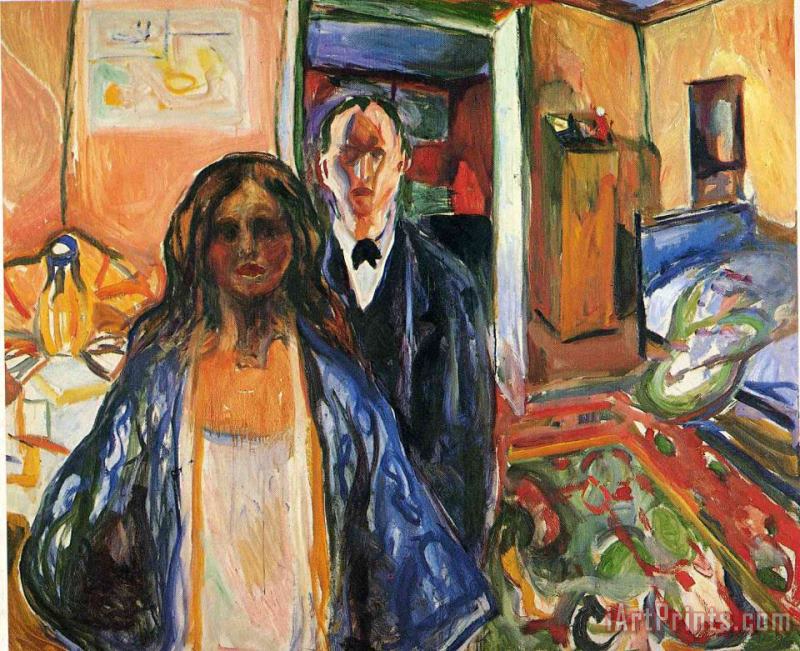 Edvard Munch The Artist And His Model 1921 Art Painting