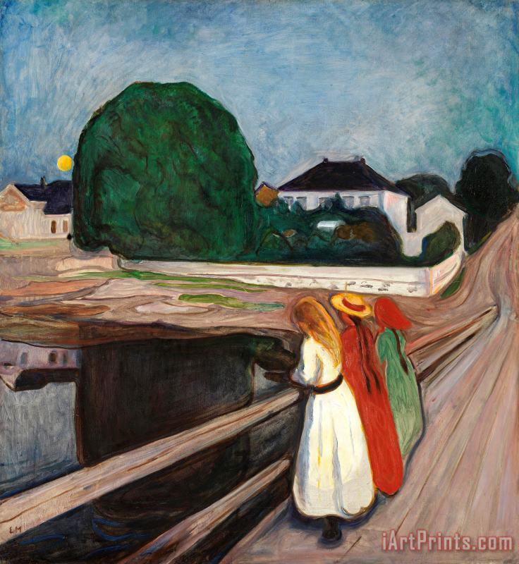 Edvard Munch The Girls on The Bridge 1901 Art Painting
