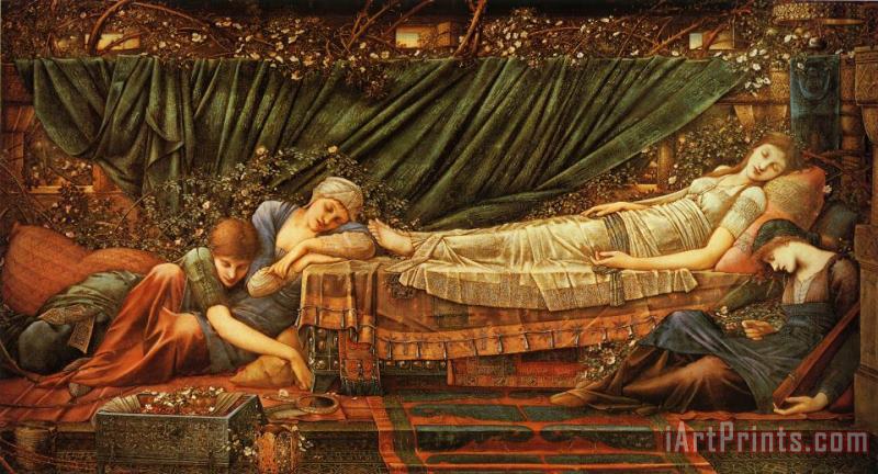 Sleeping Beauty painting - Edward Burne Jones Sleeping Beauty Art Print