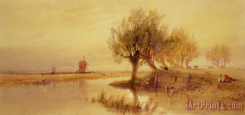 On the Norfolk Broads painting - Edward Duncan On the Norfolk Broads Art Print