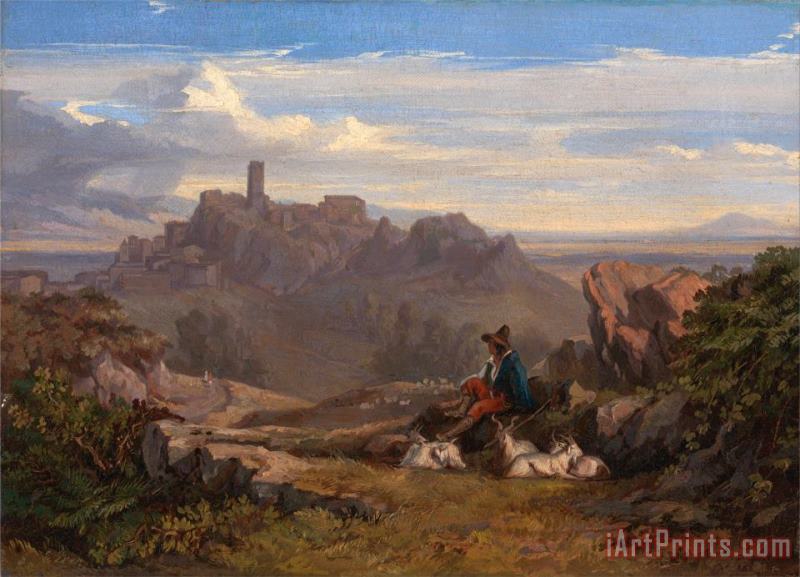 Landscape with Goatherd painting - Edward Lear Landscape with Goatherd Art Print