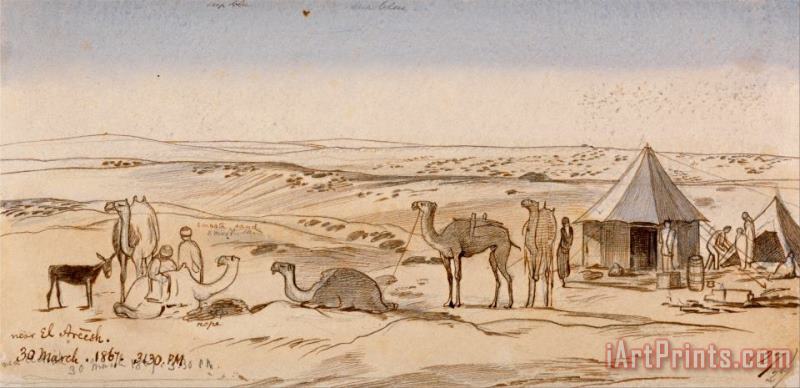 Near El Areesh, 3 30 Pm, 30 March 1867 (27) painting - Edward Lear Near El Areesh, 3 30 Pm, 30 March 1867 (27) Art Print
