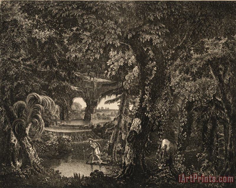 Edward Rooker A Morning Scene of The Forest with Rinaldo on The Bank of The Enchanted River Art Painting