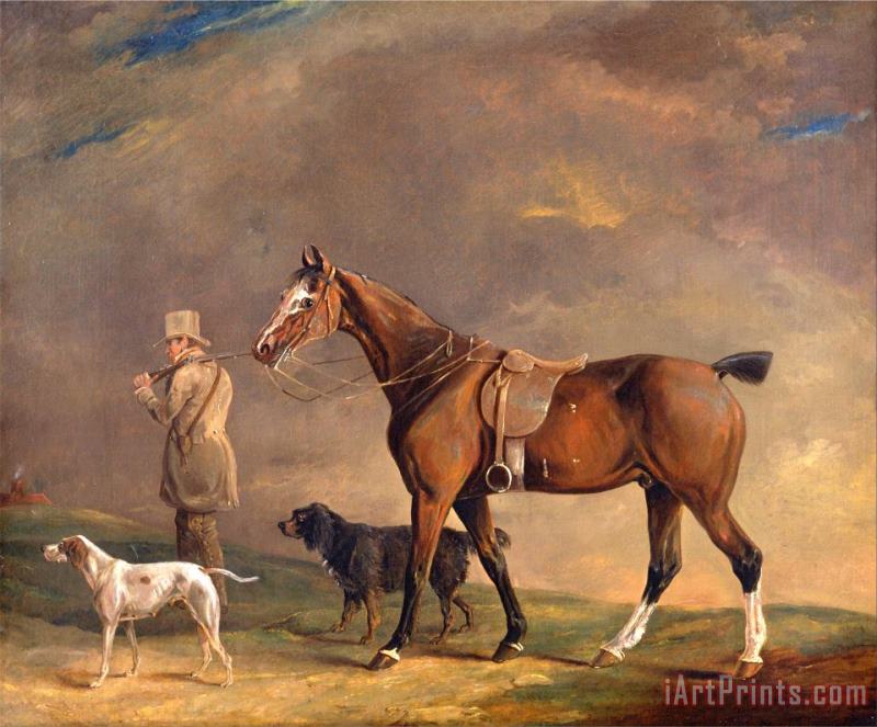 Edwin W. Cooper of Beccles A Sportsman with Shooting Pony And Gun Dogs Art Painting