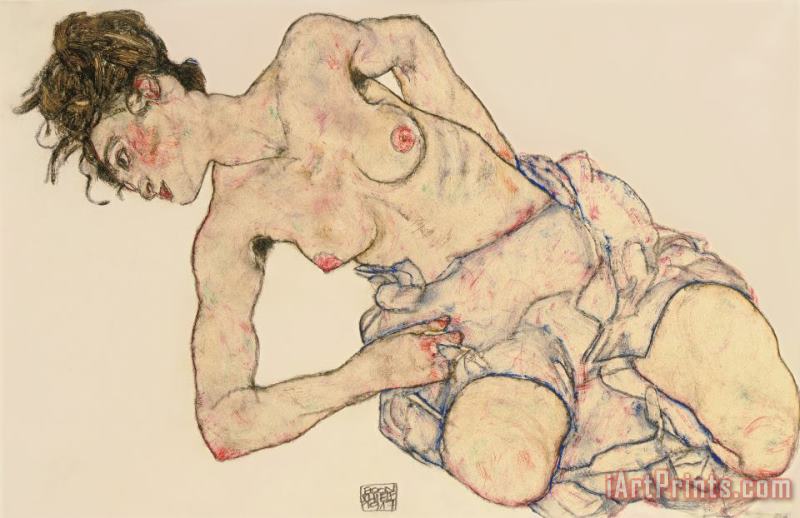 Egon Schiele Kneider weiblicher halbakt Art Print