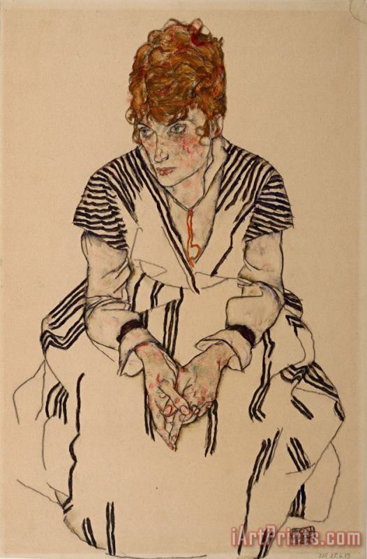 Portrait of The Artist's Sister in Law, Adele Harms, 1917 painting - Egon Schiele Portrait of The Artist's Sister in Law, Adele Harms, 1917 Art Print