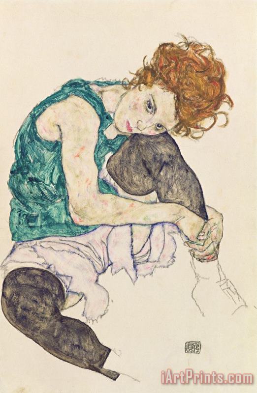 Seated Woman with Bent Knee painting - Egon Schiele Seated Woman with Bent Knee Art Print