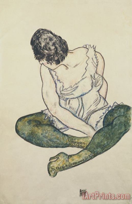 Egon Schiele Seated Woman with Green Stockings Art Print