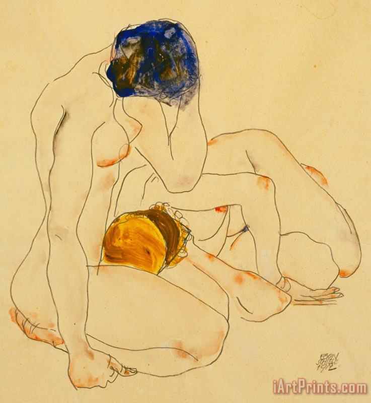 Egon Schiele Two Friends Art Painting