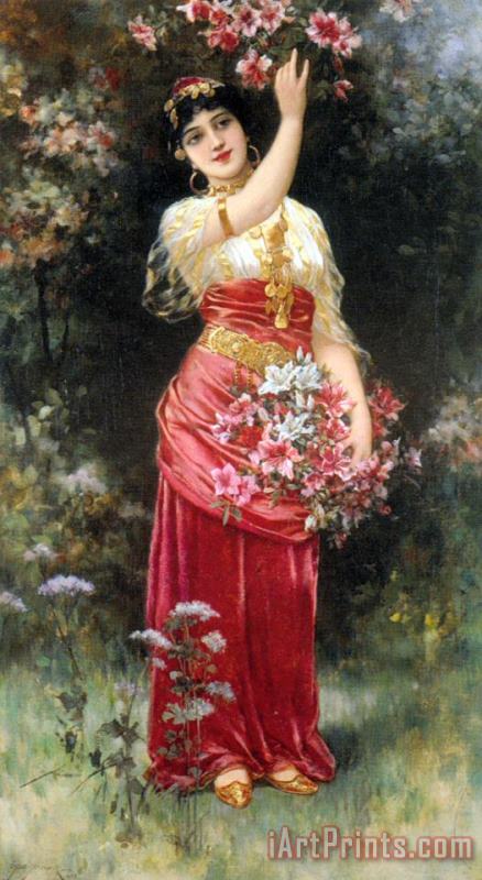 Eisman Semenowsky An Oriental Flower Girl Art Painting