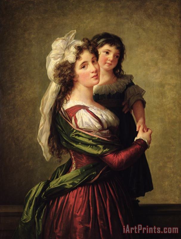 Elisabeth Louise Vigee Lebrun Madame Rousseau and her Daughter Art Print