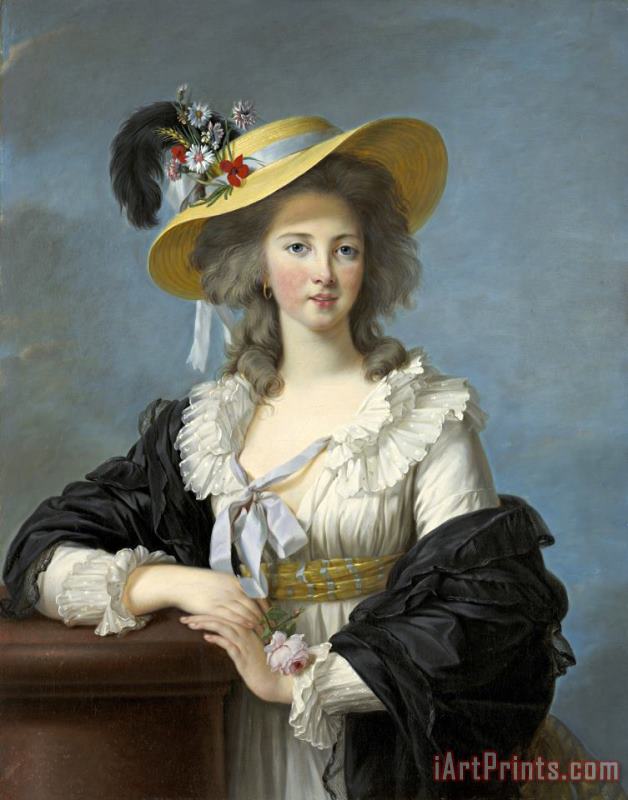 The Duchesse De Polignac Wearing a Straw Hat painting - Elisabeth Louise Vigee Lebrun The Duchesse De Polignac Wearing a Straw Hat Art Print
