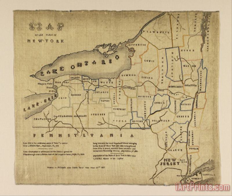 Elizabeth Ann Goldin Map of The State of New York Art Painting