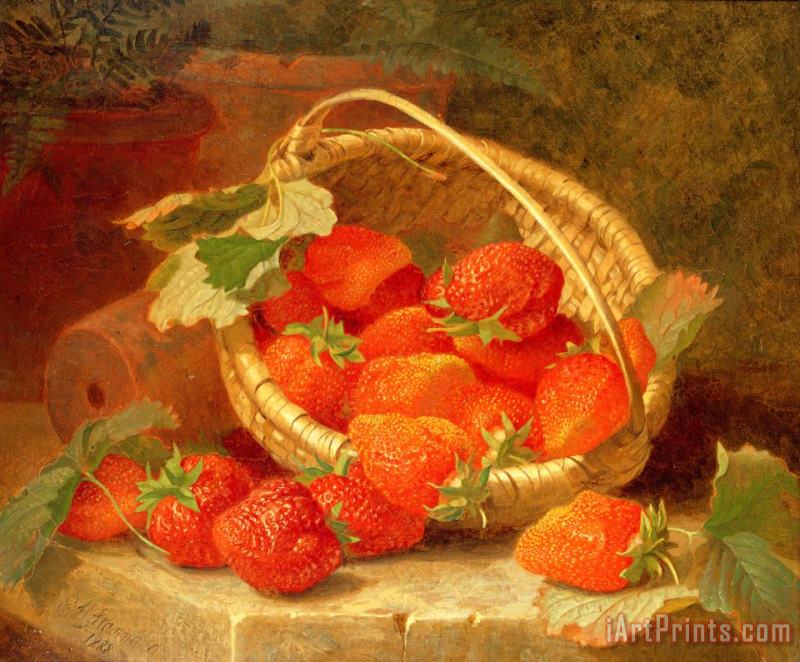 A Basket of Strawberries on a Stone Ledge 1888 painting - Eloise Harriet Stannard A Basket of Strawberries on a Stone Ledge 1888 Art Print
