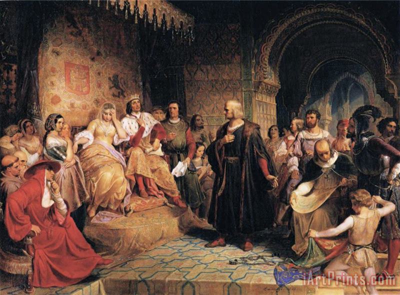 Emanuel Gottlieb Leutze Columbus Before The Queen Art Painting