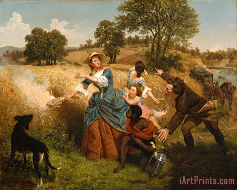 Mrs. Schuyler Burning Her Wheat Fields on The Approach of The British painting - Emanuel Gottlieb Leutze Mrs. Schuyler Burning Her Wheat Fields on The Approach of The British Art Print