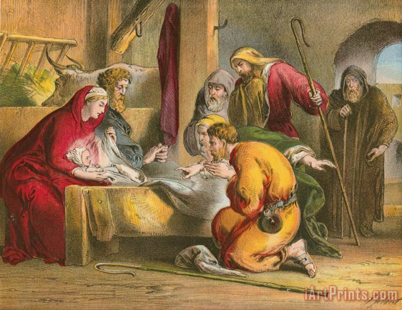 Nativity painting - English School Nativity Art Print