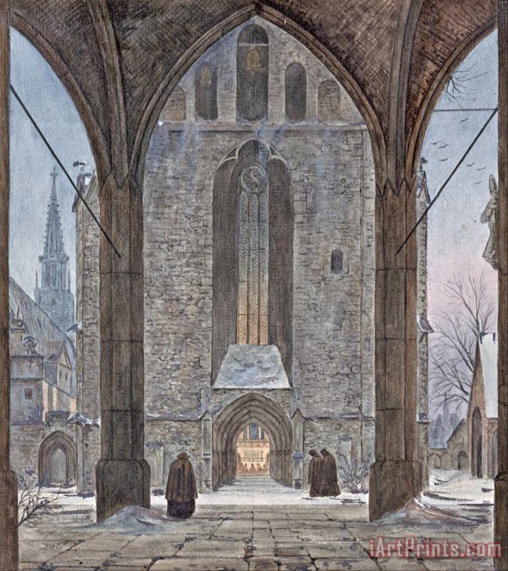 Cathedral in Winter painting - Ernst Ferdinand Oehme Cathedral in Winter Art Print