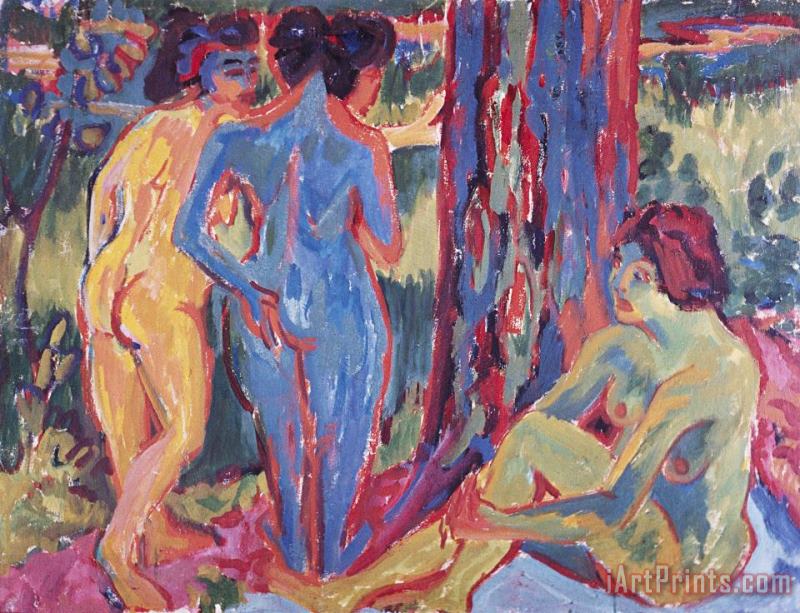 Three Nudes painting - Ernst Ludwig Kirchner Three Nudes Art Print