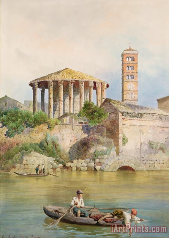 View of the Sbocco della Cloaca Massima Rome painting - Ettore Roesler Franz View of the Sbocco della Cloaca Massima Rome Art Print