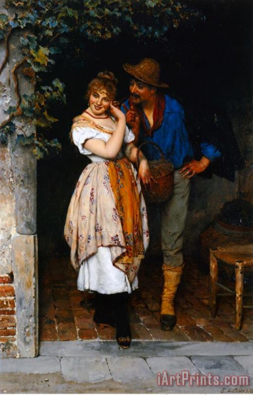 Eugen von Blaas Couple Courting Art Painting